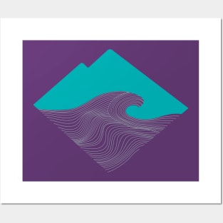 Mountain Wave Teal Posters and Art